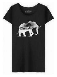 WOOOP Koszulka "Wild Africa" w kolorze czarnym rozmiar: L. Czarne bluzki Wooop, l, bez wzorów, z bawełny, bez kołnierzyka, bez ramiączek. Za 39.45 zł.