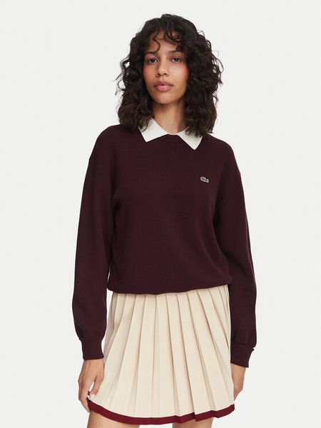 Lacoste Sweter AF4158 Brązowy Regular Fit. Brązowe swetry Lacoste, bez wzorów, z bawełny, bez ramiączek. Za 684.99 zł.