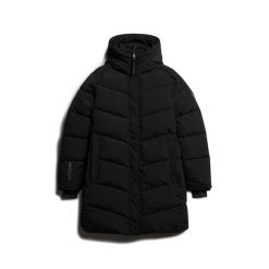 Parka dla kobiet Superdry City Chevron. Czarne parki Superdry, na zimę, sportowe, bez kaptura. Za 767.95 zł.