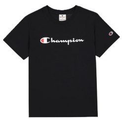 T-shirt Damski Z Bawełny Z Krótkim Rękawem. Czarne t-shirty Champion, l, bez wzorów, z bawełny, bez kołnierzyka, bez ramiączek. Za 147.99 zł.