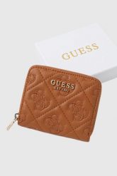 GUESS Brązowy portfel damski Adelasia. Brązowe portfele Guess, z aplikacjami, ze skóry ekologicznej. W wyprzedaży za 145.59 zł.