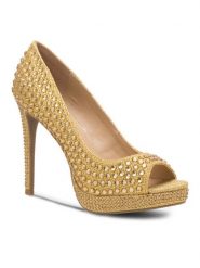 Nine West Sandały MAIRA SY8020-9NW Złoty. Żółte sandały Nine West, bez wzorów, z materiału, bez obcasa, na szpilce, bez zapięcia. Za 223.99 zł.