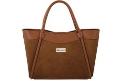 Elegancka torebka ze skóry zamszowej - Brązowa jasna. Brązowe torby na ramię Barberini's, bez wzorów, ze skóry, biznesowe, na ramię, zamszowe, bez dodatków. Za 345.99 zł.