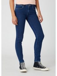 Wrangler Dżinsy "Willow" - Skinny fit - w kolorze granatowym rozmiar: W27/L32. Niebieskie jeansy Wrangler, l, z aplikacjami, z podwyższonym stanem. Za 114.44 zł.