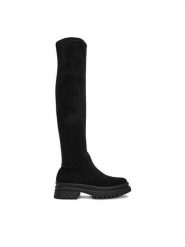 DeeZee Muszkieterki HX24003-1 Czarny. Czarne kozaki DeeZee, z materiału, bez obcasa, na płaskiej podeszwie, bez zapięcia. Za 219.99 zł.