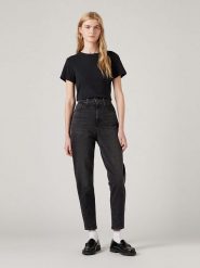 Levi's Dżinsy - Mom fit - w kolorze antracytowym rozmiar: W25/L27. Czarne jeansy Levi's®, l, z aplikacjami, z podwyższonym stanem. Za 144.92 zł.