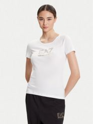 EA7 Emporio Armani T-Shirt 8NTT67 TJDQZ 1100 Biały Skinny Fit. Białe t-shirty EA7 Emporio Armani, s, bez wzorów, z bawełny, bez kołnierzyka, bez ramiączek. Za 379.99 zł.