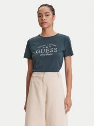 Guess T-Shirt V5YI13 J1314 Zielony Regular Fit. Zielone t-shirty Guess, xs, z aplikacjami, z bawełny, bez kołnierzyka, bez ramiączek. Za 179.99 zł.