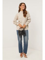 Soft Cashmere Sweter w kolorze beżowym rozmiar: 38/40. Brązowe swetry Soft Cashmere, bez wzorów, prążkowane, bez ramiączek. Za 187.07 zł.