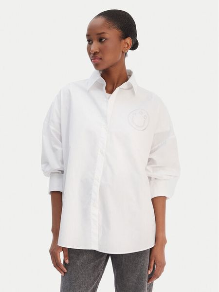 HUGO Koszula Edafne 50555625 Biały Regular Fit. Białe koszule Hugo, bez wzorów, z bawełny, bez kołnierzyka, bez ramiączek. Za 549.99 zł.