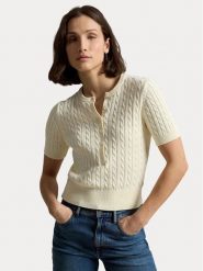 Polo Ralph Lauren Bluzka 211B17746001 Kremowy Regular Fit. Białe bluzki Polo Ralph Lauren, xs, bez wzorów, z bawełny, bez kołnierzyka, bez ramiączek. Za 989.99 zł.