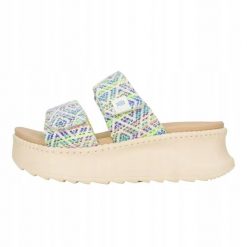 HeyDude Damskie Klapki Delray Slide Surf Baja. Brązowe klapki Hey Dude, bez wzorów, z materiału, bez obcasa. Za 199.00 zł.