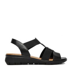 Sandały Go Soft. Czarne sandały GO SOFT, bez wzorów, bez obcasa, na płaskiej podeszwie, bez zapięcia. Za 179.99 zł.