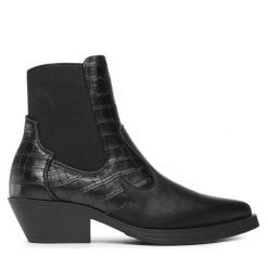 Botki ONLY. Czarne botki Only, bez wzorów, bez obcasa, na słupku, bez zapięcia. Za 299.99 zł.