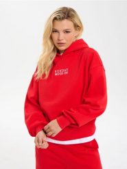 Bluza hoodie z bawełną - czerwony. Czerwone bluzy Sinsay, l, bez wzorów, z bawełny, bez kaptura. Za 45.99 zł.