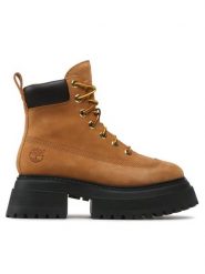 Timberland Trzewiki Sky 6In LaceUp TB0A2KMU2311 Brązowy. Brązowe botki Timberland, bez wzorów, z nubiku, bez obcasa, na płaskiej podeszwie, bez zapięcia. Za 709.99 zł.