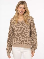 Zwillingsherz Sweter "3D Leo" w kolorze jasnobrązowym rozmiar: L/XL. Brązowe swetry Zwillingsherz, l, bez wzorów, ze splotem, bez ramiączek. Za 232.78 zł.