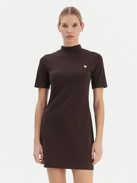 Guess Sukienka codzienna V6RK04 J1314 Brązowy Regular Fit. Brązowe sukienki Guess, na co dzień, l, z aplikacjami, z bawełny, bez kołnierzyka, bez ramiączek, proste. Za 269.99 zł.