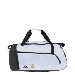 Torba Real Madrid Home Duffel. Białe torby na ramię Adidas, bez wzorów, z materiału, na ramię, bez dodatków. Za 238.90 zł.