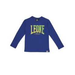 Koszulka z bawełna na outdoor na co dzień. Niebieskie bluzki LEONE 1947 APPAREL, bez wzorów, z bawełny, sportowe, bez kołnierzyka, bez ramiączek. W wyprzedaży za 55.90 zł.