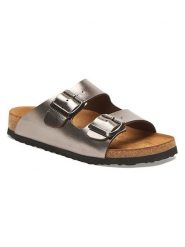 Comfortfusse Skórzane klapki w kolorze szarobrązowym rozmiar: 40. Brązowe klapki Comfortfüße, bez wzorów, z materiału, z otwartym noskiem, bez obcasa. Za 252.99 zł.