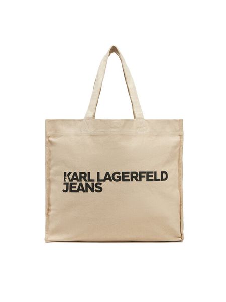 KARL LAGERFELD Torebka A1W50002 Beżowy. Brązowe shopper KARL LAGERFELD, bez wzorów, z materiału, bez dodatków. Za 259.99 zł.