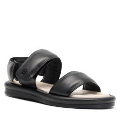 Sandały GINO ROSSI. Czarne sandały Gino Rossi, bez wzorów, bez obcasa, na płaskiej podeszwie, bez zapięcia. Za 399.99 zł.