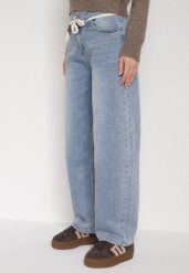Niebieskie Jeansy Balloon z Regularnym Stanem i Ozdobnym Wiązaniem Rislyn. Niebieskie jeansy Born2be, l, bez wzorów. Za 119.99 zł.