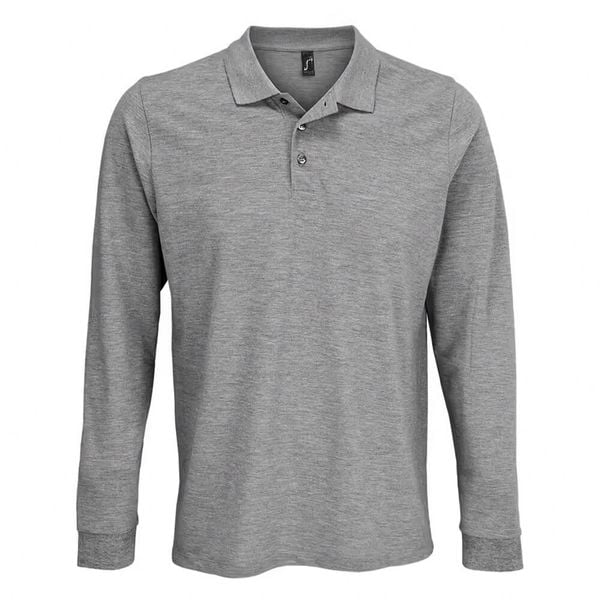 Koszulka Polo Z Długim Rękawem Dla Dorosłych Unisex Polycotton. Szare bluzki SOL'S, s, bez wzorów, casualowe, bez kołnierzyka, bez ramiączek. Za 119.99 zł.