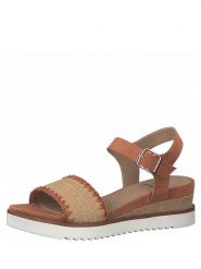 S.Oliver Sandały w kolorze jasnobrązowym na koturnie rozmiar: 37. Brązowe sandały S.Oliver, bez wzorów, z otwartym noskiem, bez obcasa, na koturnie, bez zapięcia. Za 106.87 zł.