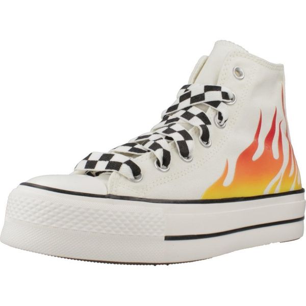 Buty CONVERSE CHUCK TAYLOR ALL STAR LIFT PLATFORM FLAMES Biały. Białe trampki Converse, bez wzorów, z tkaniny, bez zapięcia. Za 417.35 zł.