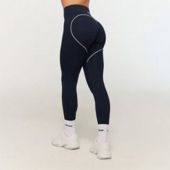 Legginsy damskie fitness z wysokim stanem niebieskie Varsity. Niebieskie legginsy GYMBEAM, s, bez wzorów, z elastanu, z podwyższonym stanem, długie. Za 113.90 zł.