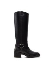 Stuart Weitzman Kozaki Jax SJ176 Czarny. Czarne kozaki Stuart Weitzman, ze skóry, bez obcasa, na słupku, bez zapięcia. Za 4,059.00 zł.