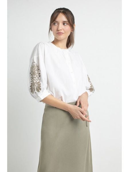 Josephine & Co Bluzka "Johnny" w kolorze białym rozmiar: 42. Białe bluzki Josephine & Co, bez wzorów, z bawełny, bez kołnierzyka, bez ramiączek. Za 274.95 zł.