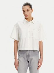 Guess Jeans Koszula W5GH0F D5NW1 Biały Regular Fit. Białe koszule Guess Jeans, s, z aplikacjami, z bawełny, bez kołnierzyka, bez ramiączek. Za 199.99 zł.