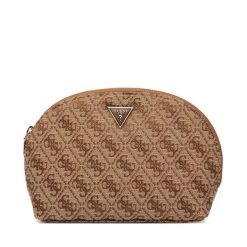 Kosmetyczka Guess. Brązowe kufry i kosmetyczki Guess, z aplikacjami, z materiału, bez dodatków. Za 239.99 zł.