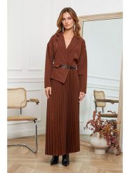 Joséfine Sukienka "Jaune" w kolorze jasnobrązowym rozmiar: XL. Brązowe sukienki Joséfine, na co dzień, xl, bez wzorów, ze skóry, bez kołnierzyka, bez ramiączek, maxi, proste. Za 187.96 zł.