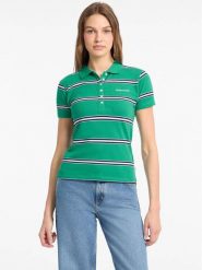 Guess Jeans Top 176097 Zielony Classic Fit. Zielone topy Guess Jeans, xxl, z aplikacjami, z jeansu, bez kołnierzyka, bez ramiączek. Za 259.00 zł.