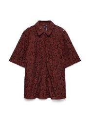 Vero Moda Bluzka w kolorze bordowym rozmiar: M. Czerwone bluzki Vero Moda, m, bez wzorów, z koronki, bez kołnierzyka, bez ramiączek. Za 98.95 zł.