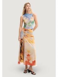 Desigual Sukienka codzienna VEST_JADE Pomarańczowy Egg Fit. Brązowe sukienki Desigual, na co dzień, l, bez wzorów, bez kołnierzyka, bez ramiączek, proste. Za 639.99 zł.