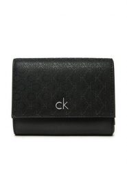 Calvin Klein Mały Portfel Damski Ck Daily Medium Trifold_Mono K60K612841 Czarny. Czarne portfele Calvin Klein, bez wzorów, ze skóry. Za 189.99 zł.