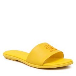 Klapki Tommy Hilfiger. Żółte klapki TOMMY HILFIGER, bez wzorów, bez obcasa. Za 249.99 zł.