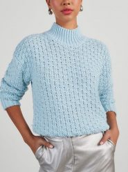 LA Angels Sweter w kolorze błękitnym rozmiar: L. Niebieskie swetry LA Angels, l, bez wzorów, ze splotem, bez ramiączek. Za 159.21 zł.