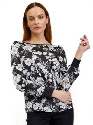 Orsay Bluzka w kolorze czarno-białym rozmiar: S. Czarne bluzki Orsay, s, bez wzorów, bez kołnierzyka, bez ramiączek. Za 56.99 zł.