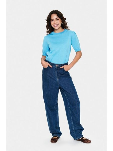 SAINT TROPEZ Sweter w kolorze błękitnym rozmiar: M. Niebieskie swetry Saint Tropez, m, bez wzorów, z wiskozy, bez ramiączek. Za 86.95 zł.