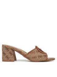 Guess Klapki FLJGEE FAL03 Brązowy. Brązowe klapki Guess, z aplikacjami, ze skóry, bez obcasa. Za 411.00 zł.