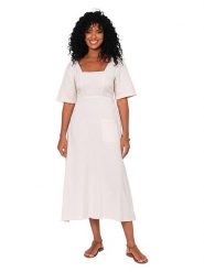 Aller Simplement Sukienka w kolorze białym rozmiar: 38/40. Białe sukienki Aller Simplement, bez wzorów, klasyczne, bez kołnierzyka, bez ramiączek, maxi. Za 100.99 zł.