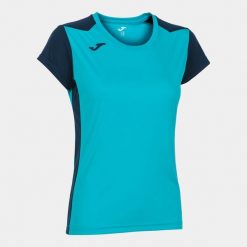 Koszulka do biegania damska Joma Record II. Niebieskie bluzki Joma, s, bez wzorów, sportowe, bez kołnierzyka, bez ramiączek. Za 98.00 zł.