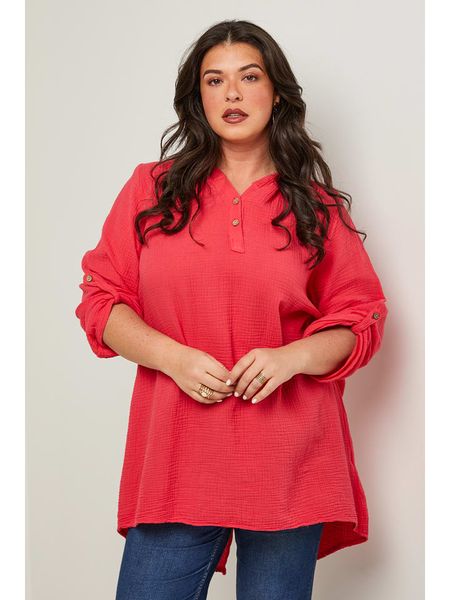 Curvy Lady Tunika w kolorze różowym rozmiar: 48/50. Różowe tuniki Curvy Lady, bez wzorów, klasyczne, bez kołnierzyka, bez ramiączek. Za 127.35 zł.