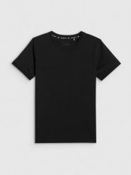 4F T-shirt regular z nadrukiem damski - czarny XS. Czarne t-shirty 4f, uniwersalny, bez wzorów, z dzianiny, bez kołnierzyka, bez ramiączek. Za 59.99 zł.
